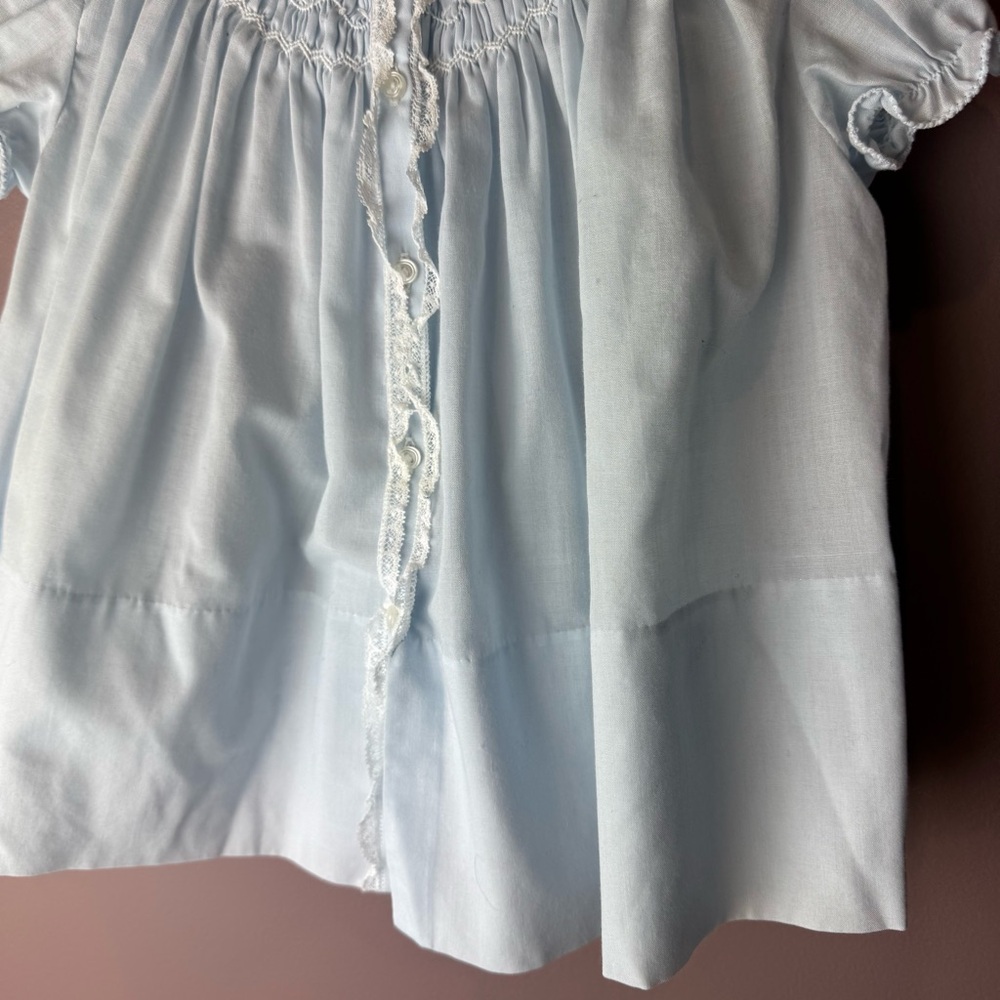 Feltman Bros Smocked Hand Embroidered Blue Dress - Picture 6 of 8